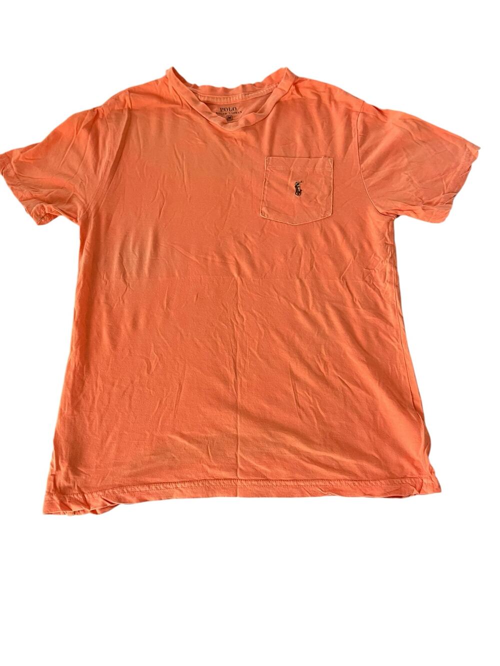 Polo Ralph Lauren Orange Short Sleeve V-Neck Pocket T-Shirt Women's Size Medium